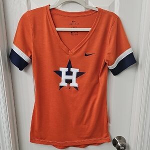 Nike Orange and Navy V-Neck Tee